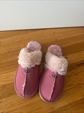 UGG Dusty Pink Plush Shearling Mule Slippers